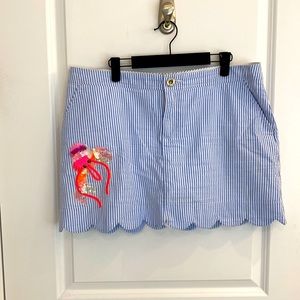 Lilly Pulitzer seersucker Skort w/ octopus appliqué sz 14